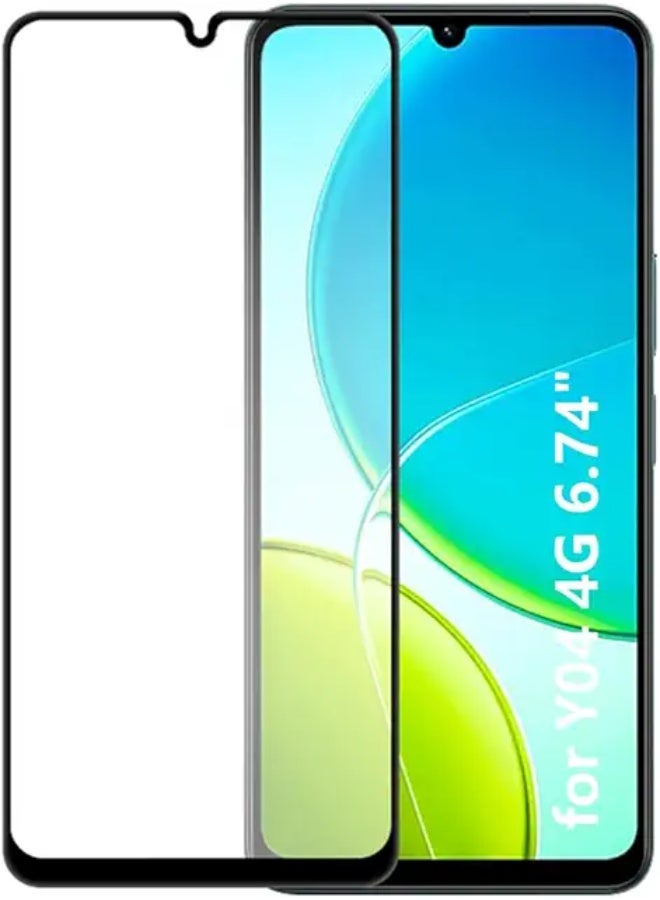 Screen Protector For  Vivo Y04 , 5D Tempered Glass Protector 9H Hardness, Bubble Free, HD Clear Vivo Y04 Screen Protector